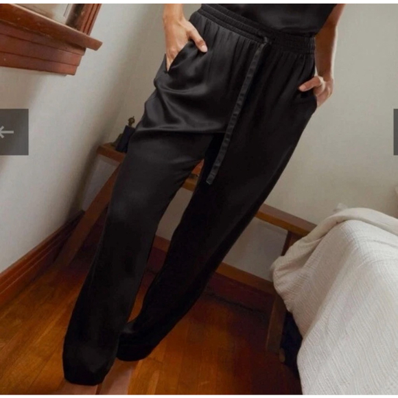 Nation LTD Pants - Women's Nation LTD Black Satin Drawstring Waist Joggers S